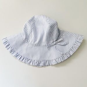 Baby Gap Blue & White Striped Ruffle Sun Hat - NWT